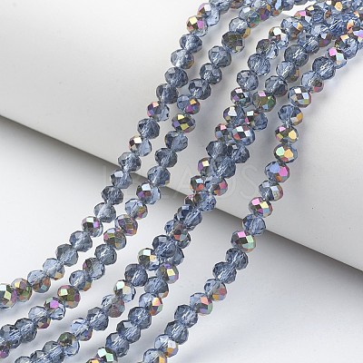 Electroplate Transparent Glass Beads Strands EGLA-A034-T8mm-R02-1