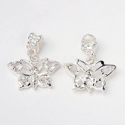Brass Rhinestone European Dangle Charms X-PALLOY-D342-05-1