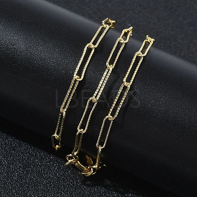 2.7MM Brass Textured Paperclip Chain Necklaces for Women KK-CBA2293-19G-1