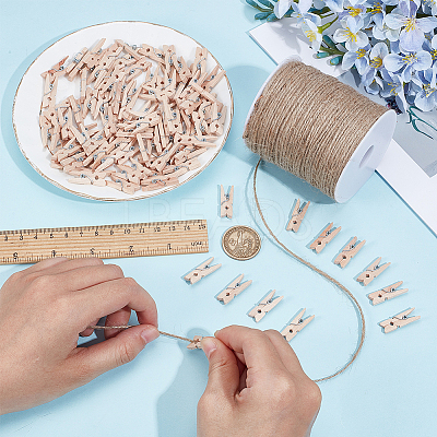 100Pcs Natural Wooden Craft Pegs Clips AJEW-SP0003-48B-1