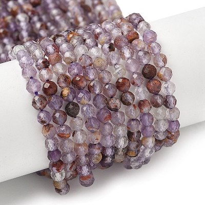 Natural Purple Phantom Quartz Purple Lodolite Quartz Beads Strands G-S385-01-1