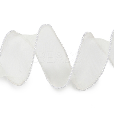 5 Yards ABS Pearl Edged Mesh Ribbon for Bowknot Making OCOR-B004-01A-06-1