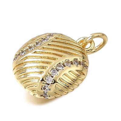 Brass Micro Pave Clear Cubic Zirconia Charms CU-CBAEEA8-27G-1