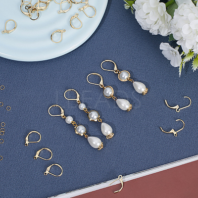 40Pcs 2 Styles Brass Leverback Earring Findings DIY-CN0002-85G-1