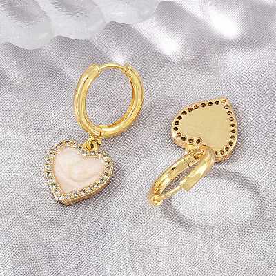 Brass Micro Pave Cubic Zirconia Hoop Dangle Earrings KK-CBA8324-16G-02-1