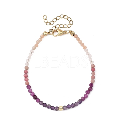 Natural Ruby & Rhodonite & Sunstone & Rose Quartz & Non-magnetic Synthetic Hematite Beaded Bracelets for Women BJEW-JB14094-01-1