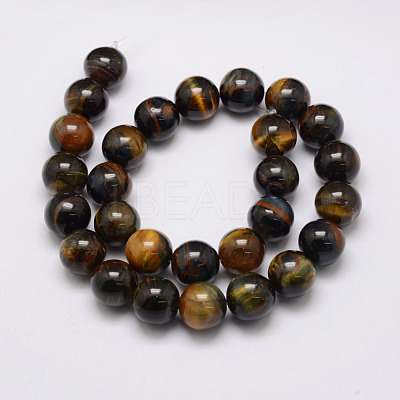 Natural Yellow Blue Tiger Eye(Dyed & Heated) Bead Strands G-P230-07-8mm-1