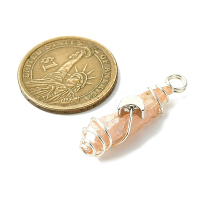 2Pcs Electroplated Natural Quartz Crystal Dyed Copper Wire Wrapped Pendants PALLOY-JF03173-02-1