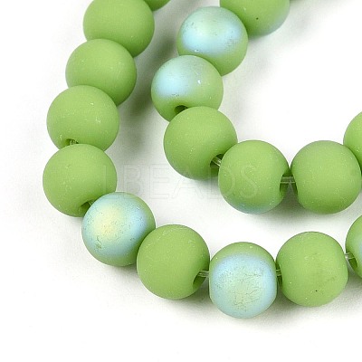 Frosted Opaque Glass Beads Strands GLAA-T032-P6mm-MBB06-1