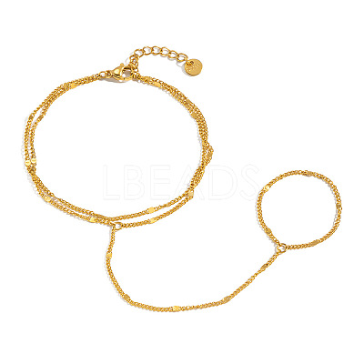 304 Stainless Steel Twisted Chain 2-Strand Hand Chain Ring Bracelets for Women MQ9629-1