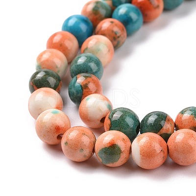 Synthetic Ocean White Jade Round Bead Strands G-M165-6mm-04-1