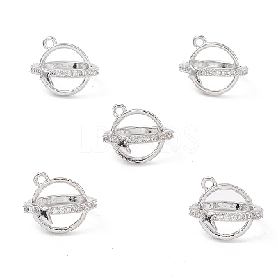 Rack Plating Brass Pave Clear Cubic Zirconia Bead Cage Pendants KK-G464-10P-1