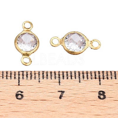 Brass Clear Cubic Zirconia Connector Charms LS-KK-T070-07C-A-1
