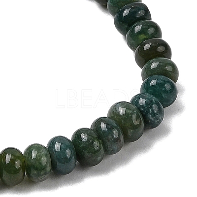 Adjustable Natural Moss Agate Braided Bead Bracelets BJEW-F369-A19-1