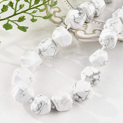 Natural Howlite Nuggets Beaded Necklaces for Women Men NJEW-K388-01N-1