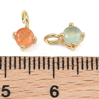 Brass Cat Eye Pendants KK-C251-09A-G-1