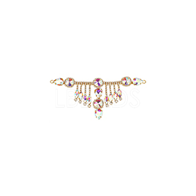 1Pc Flower Brass Rhinestone Ornament Accessories OHAR-FG0001-04C-1