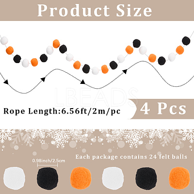 4Pcs Pom Pom Ball with Polyester Cord Hanging Banners AJEW-CP0009-76A-1