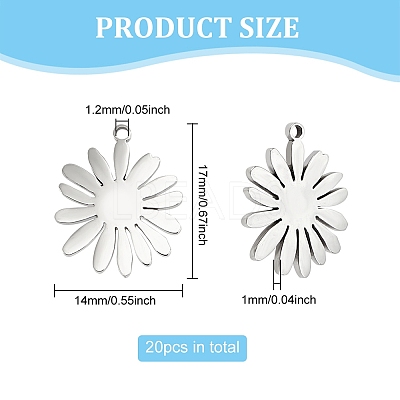 20Pcs 201 Stainless Steel Pendants STAS-DC0010-69-1
