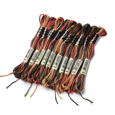 10 Skeins 6-Ply Polyester Embroidery Floss OCOR-K006-A12-1