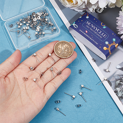 50Pcs 304 Stainless Steel Stud Earring Findings STAS-SC0006-56-1