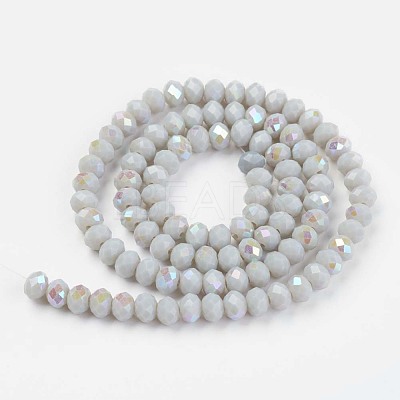 Electroplate Opaque Solid Color Glass Beads Strands EGLA-A034-P4mm-L16-1