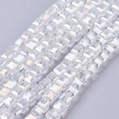 Electroplate Glass Beads Strands EGLA-D018-4x4mm-01-1