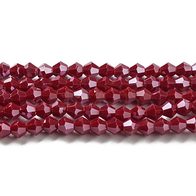 Opaque Solid Color Electroplate Glass Beads Strands EGLA-A039-P4mm-A01-1