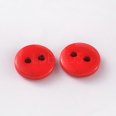 2-Hole Flat Round Resin Sewing Buttons for Costume Design BUTT-E119-14L-10-1