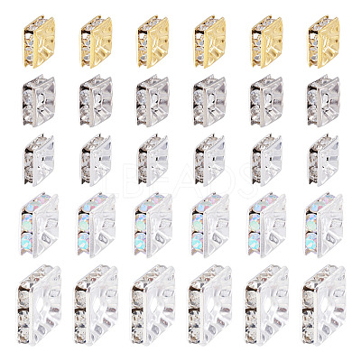 200Pcs 5 Styles Brass Rhinestone Spacer Beads KK-TA0003-39-1