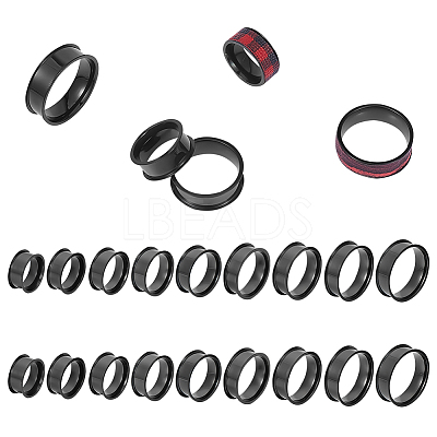 18Pcs 9 Size 201 Stainless Steel Grooved Finger Ring Settings STAS-UN0049-69EB-1