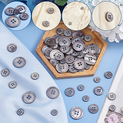 120Pcs 4 Style 4-Hole Natural Shell Buttons FIND-GA0003-28A-1