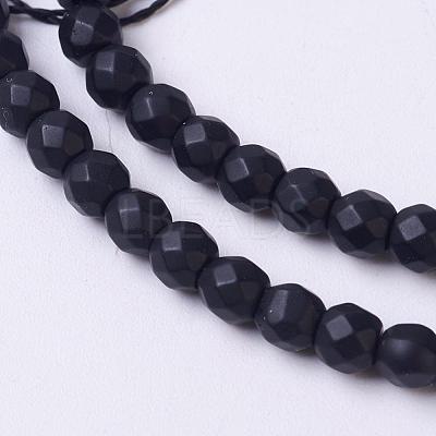 Synthetic Black Stone Beads Strands G-C059-4mm-1-1