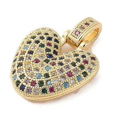 Brass Micro Pave Cubic Zirconia Pendants ZIRC-P121-01G-V-1