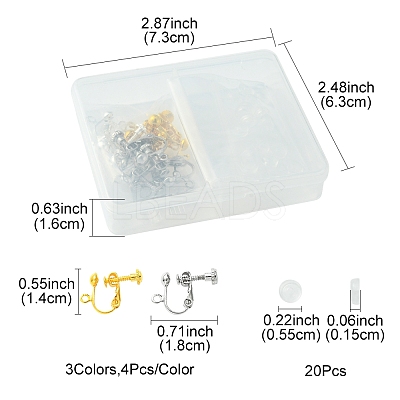 12Pcs 3 ColorS Brass Screw On Clip-on Earring Findings KK-FS0001-32-1