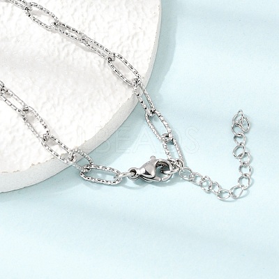 4MM 304 Stainless Steel Textured Paperclip Chain Necklaces for Man and Women SA-CBAB767-09P-1