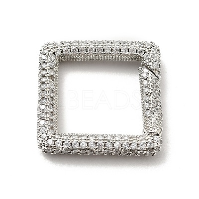 Brass Micro Pave Clear Cubic Zirconia Spring Gate Rings KK-G414-04P-1