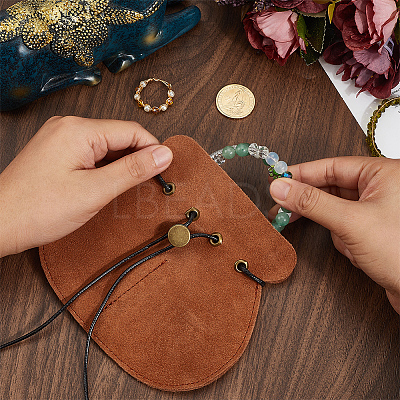 1Pc Cowhide Leather Jewelry Storage Pouches PAAG-CL0001-01-1
