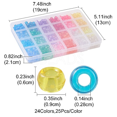 600Pcs 24 Style Transparent Plastic Beads KY-YW0001-48-1