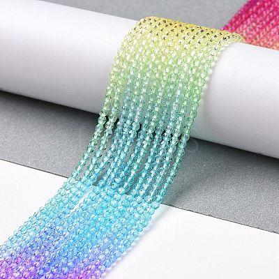 Transparent Gradient Color Glass Beads Strands GLAA-G101-2mm-04-1