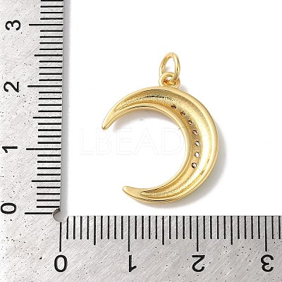 Moon Rack Plating Brass Micro Pave Cubic Zirconia Enamel Pendants KK-G504-06G-05-1