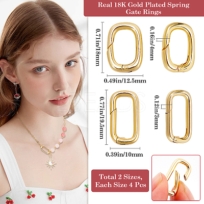 8Pcs 2 Styles Brass Spring Gate Rings KK-BBC0014-16-1
