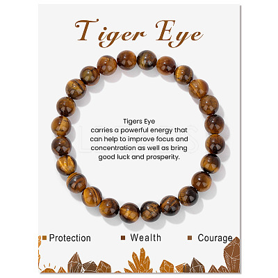 Synthetic Tiger Eye Beaded Stretch Bracelets LS-PW-WG7FE75-18-1-1