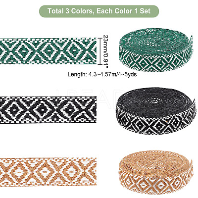 3 Colors Ethnic Style Embroidery Polyester Ribbons SRIB-WR0001-02-1