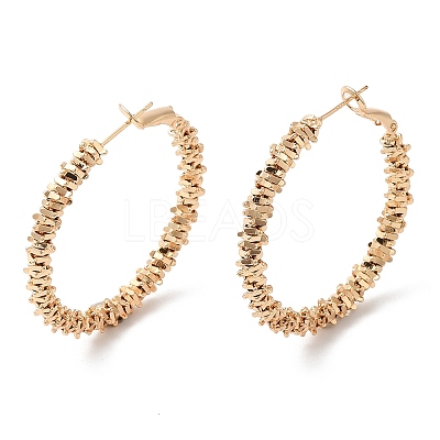 Brass Beaded Hoop Earrings EJEW-Q765-03G-1