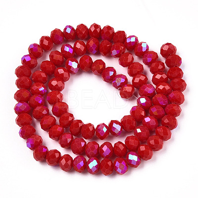 Electroplate Opaque Solid Color Glass Beads Strands EGLA-A034-P1mm-L21-1