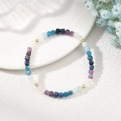 Natiral Mixed Gemstone & Electroplate Non-magnetic Synthetic Hematite Beads Stretch Bracelets for Women BJEW-JB14066-1