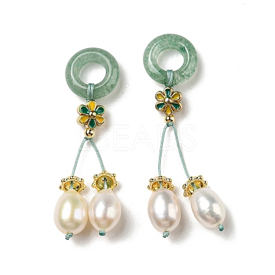 Natural Green Aventurine Donut Pendants SSHEL-R050-05G-1