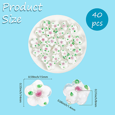 40Pcs Handmade Lampwork Beads LAMP-PA0001-11A-1