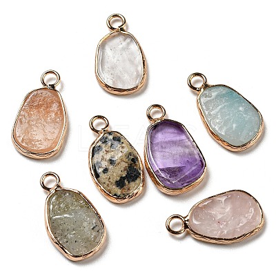 Natural Mixed Stone Pendants KK-C034-02G-1